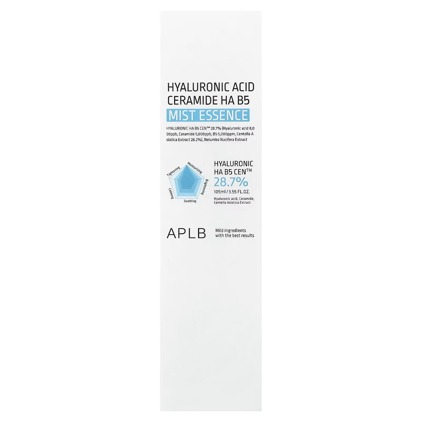 18_1775854386088 Description Tightening Moisturizing Brightening Soothing Calming Mild Ingredients With the Best Results Microfluidizer Glutathione, Niacinamide, Centella Asiatica Extract are included LIPO GLUTA NIAC CEN™ 22.6% (Glutathione 1,000ppm, Niacinamide 20,000ppm, Centella Asiatica Extract 20.5%), combined with Centella 3x Complex™ and patented ingredients make it a premium mist essence that provides rich nutrition and deep moisture to the skin, making it vibrant and hydrated. Centella 3x Complex™ : Madecassic Acid, Asiaticoside, Asiatic Acid Suggested use How to use : Close your eyes, spray 2-3 times 20cm away from your face, and tap gently with your hands to absorb. To keep your self moisturized, spray it several times a day. Other ingredients Water, centella asiatica extract (20.5%), butylene glycol, glycerin, dipropylene glycol, niacinamide (20,000ppm), hydroxyethyl urea, sodium hyaluronate, allantoin, panthenol, glutathione (1,000ppm ), nelumbo nucifera extract, artemisia annua extract, oryza sativa (rice) extract, saccharomyces ferment, solanum melongena (eggplant) fruit extract, melaleuca alternifolia (tea tree) leaf extract, hydrolyzed collagen, beta-glucan, hippophae rhamnoides fruit extract, adenosine, madecassic acid, asiaticoside, asiatic acid, squalane, caprylic/capric triglyceride, hydrogenated lecithin, glyceryl tearate, cholesterol, xanthan gum, propanediol, hydroxyacetophenone, 1,2-hexanediol, ethylhexylglycerin, dipotassium glycyrrhizate, styrene/acrylates copolymer, citric acid, sodium citrate. Warnings Keep out of reach of children. For external use only. Avoid contact with eyes. Immediately discontinue use if irritation or rash occurs. - Image 1