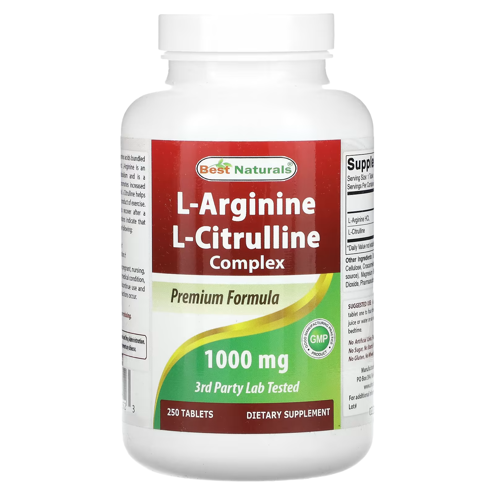 1_1775848156808 Best Naturals, L-Arginine, L-Citrulline Complex, 250 Tablets - Image 1