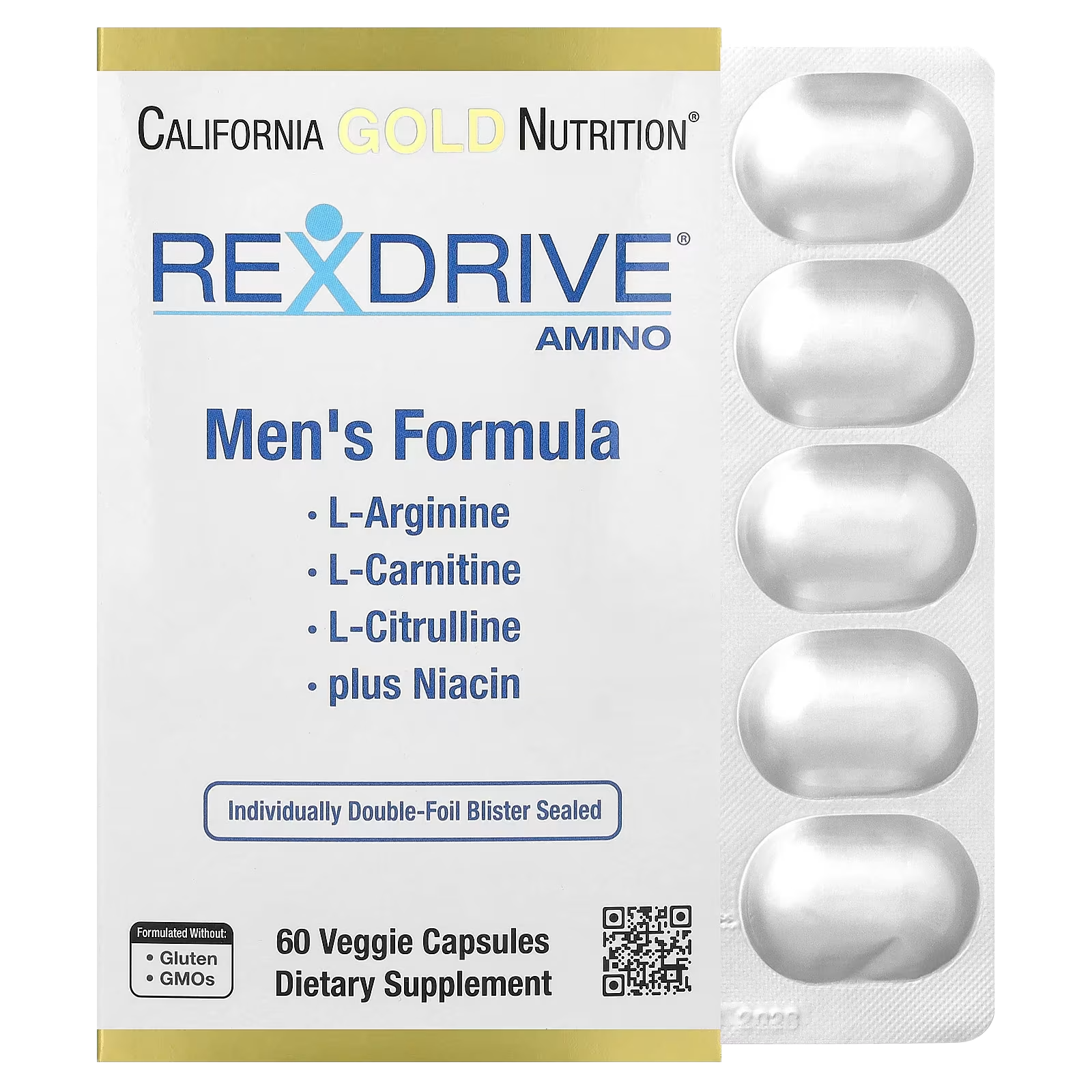 1_1775848158861 California Gold Nutrition, Rexdrive® Amino with L-Arginine HCl, L-Citrulline, Acetyl-L-Carnitine Arginate DiHydrochloride, and Glycine Propionyl-L-Carnitine HCl, Men's Formula, 60 Veggie Capsules - Image 1