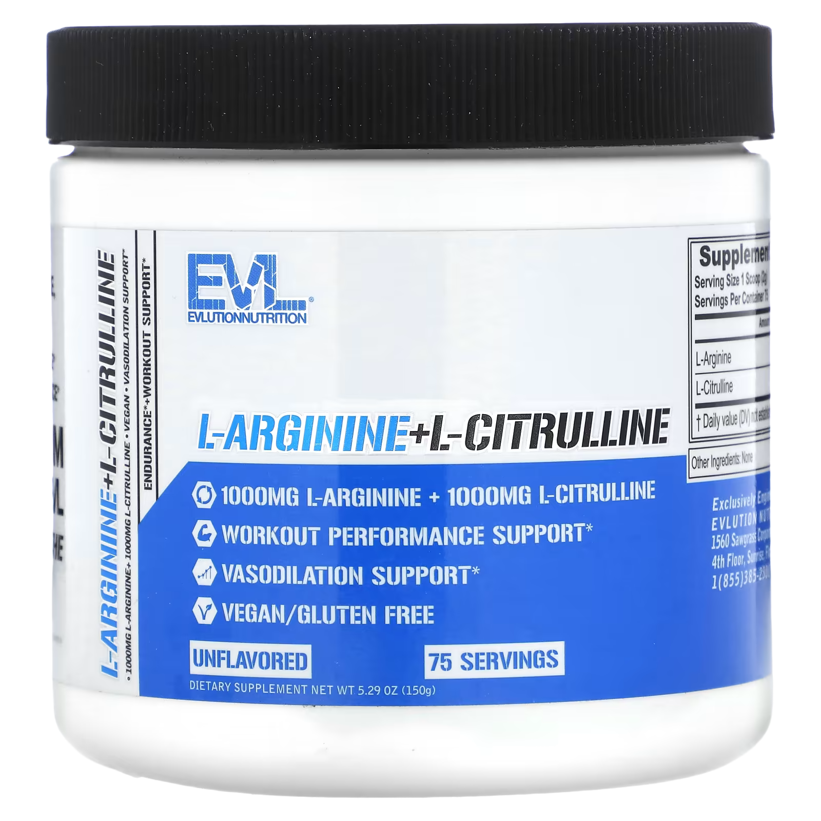 1_1775848162929 EVLution Nutrition, L-Arginine+l-Citrulline, Unflavored, 5.29 oz (150 g) - Image 1
