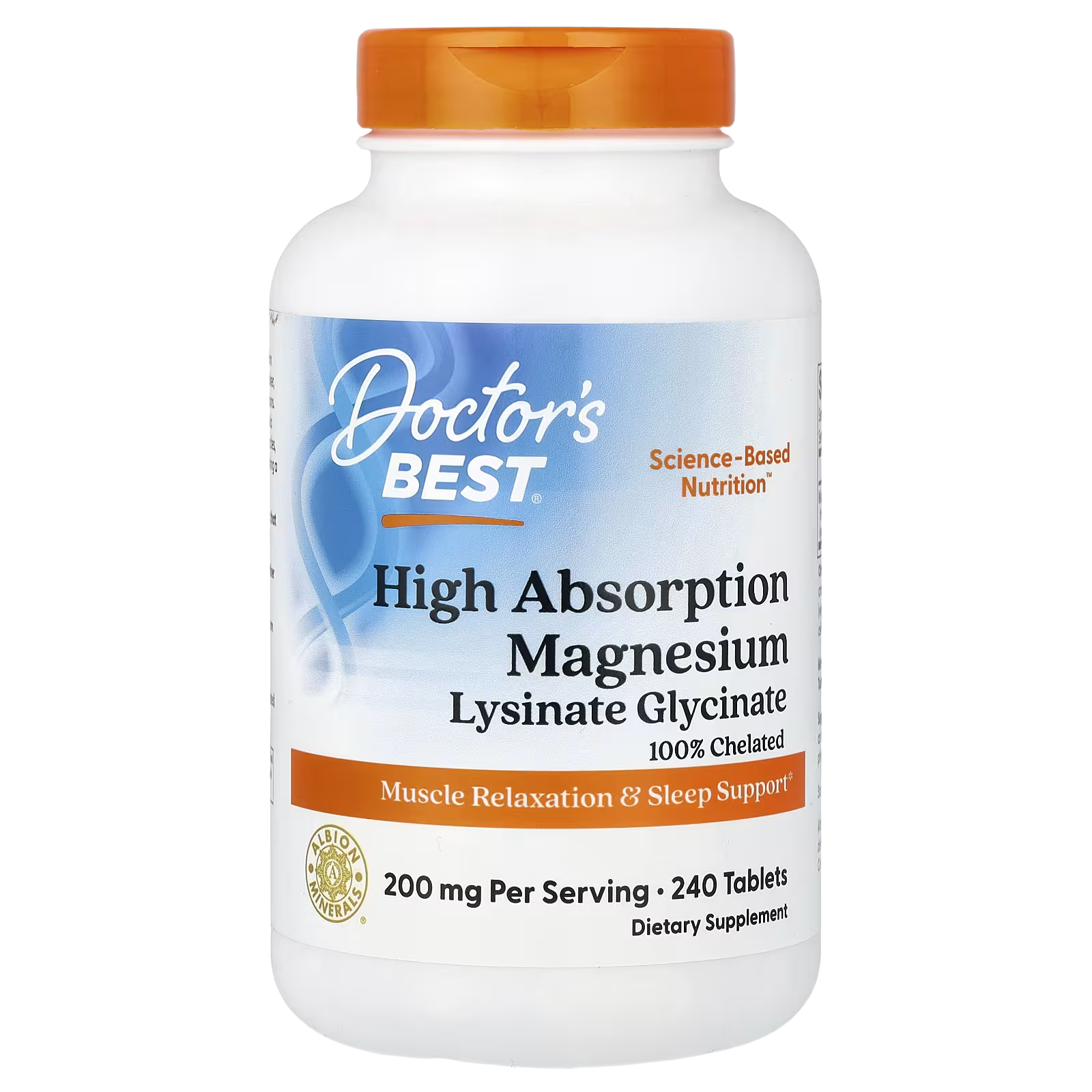 214_1775855762655 Doctor's Best, High Absorption Magnesium Lysinate Glycinate, Chelated, Albion® TRAACS®, 240 Tablets (100 mg per Tablet) - Image 1