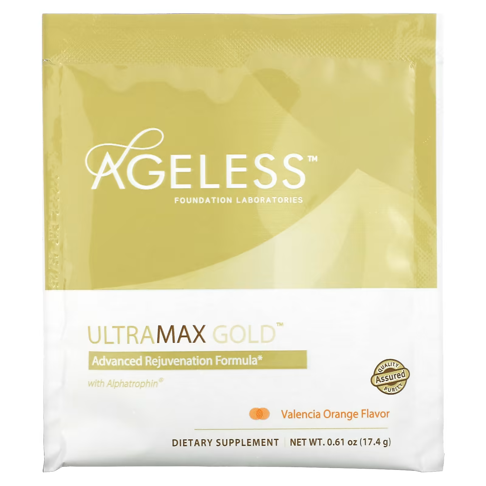 28 Ageless Foundation Laboratories, UltraMax Gold, Advanced Rejuvenation Formula with Alphatrophin, Valencia Orange, 22 Packets, 0.61 oz (17.4 g) Each - Image 1