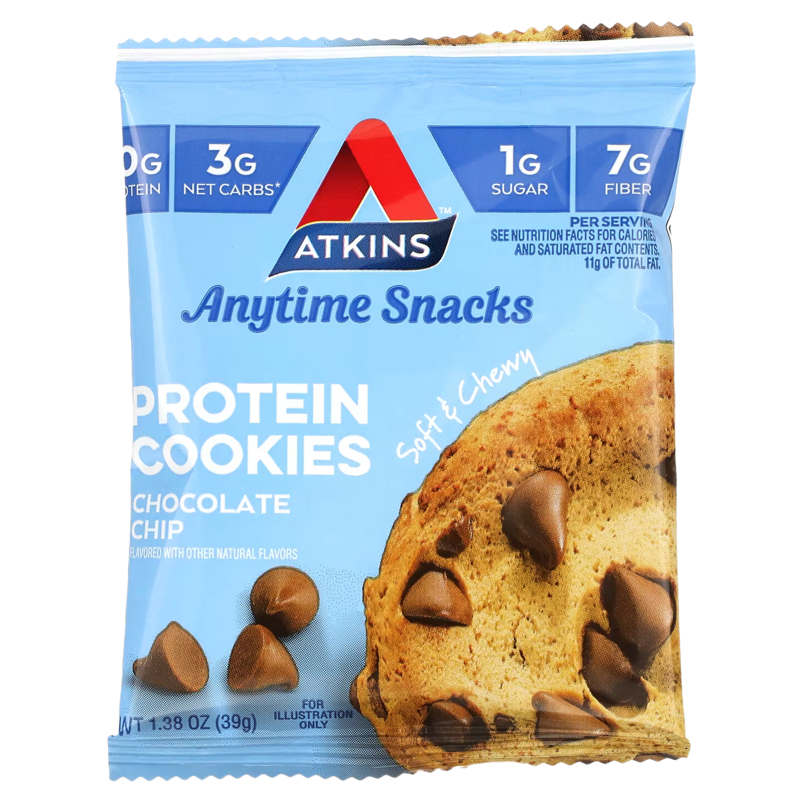 29_1775856229362 Atkins, Anytime Snacks, Protein Cookies, Chocolate Chip, 4 Cookies, 1.38 oz (39 g) Each - Image 1