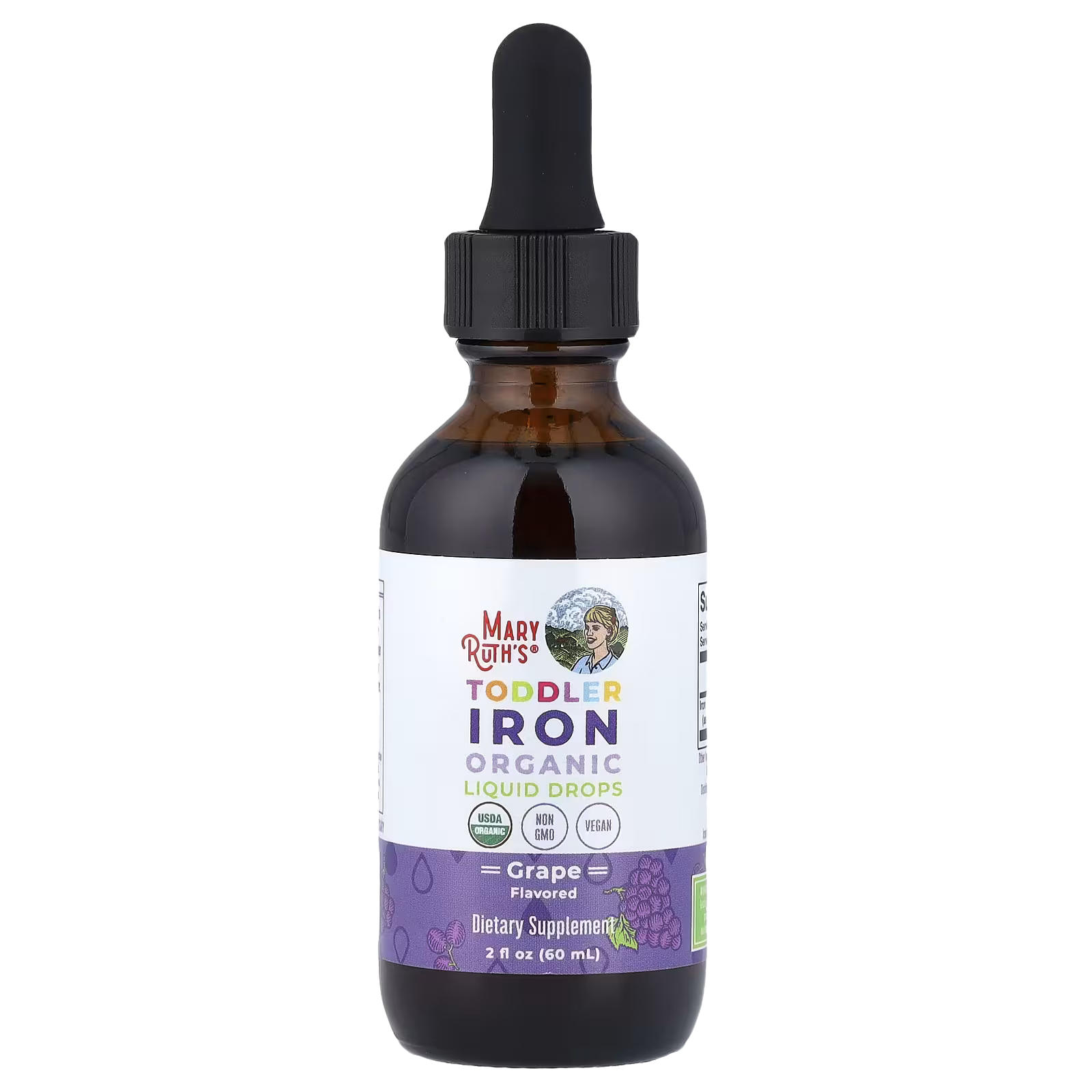 38_1775851655929 MaryRuth's, Toddler Iron Organic Liquid Drops, 1-3 Years, Grape, 2 fl oz (60 ml) - Image 1