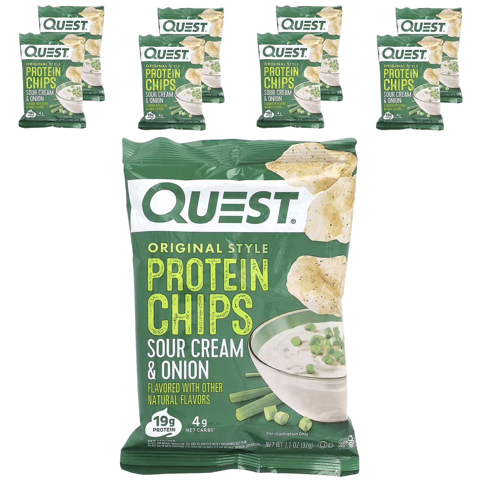 38_1775856262276 Quest Nutrition, Original Style Protein Chips, Sour Cream & Onion, 8 Bags, 1.1 oz (32 g) Each - Image 1