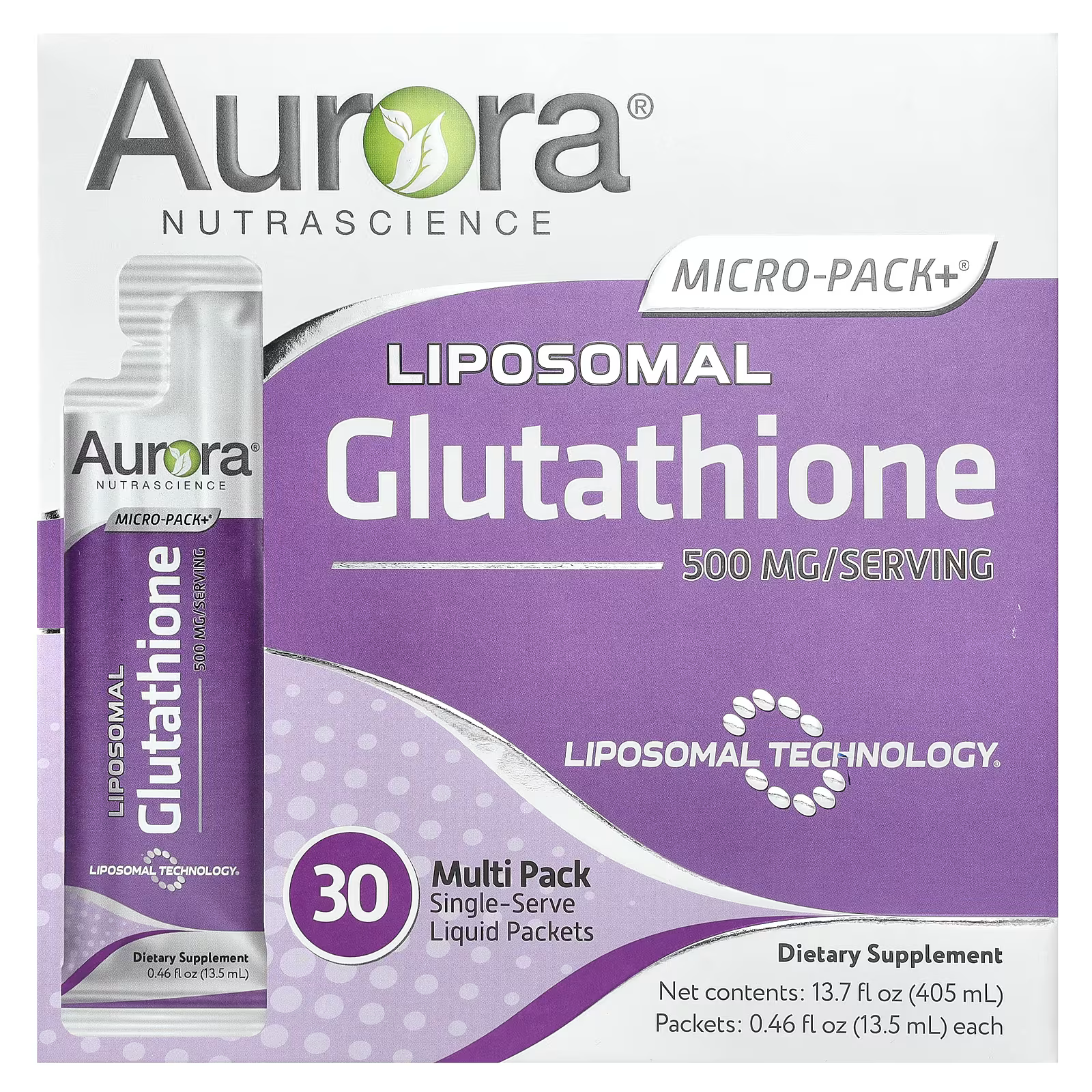 39 Aurora Nutrascience, Micro-Pack+®, Liposomal Glutathione, 30 Packets, 0.46 fl oz (13.5 ml) Each - Image 1