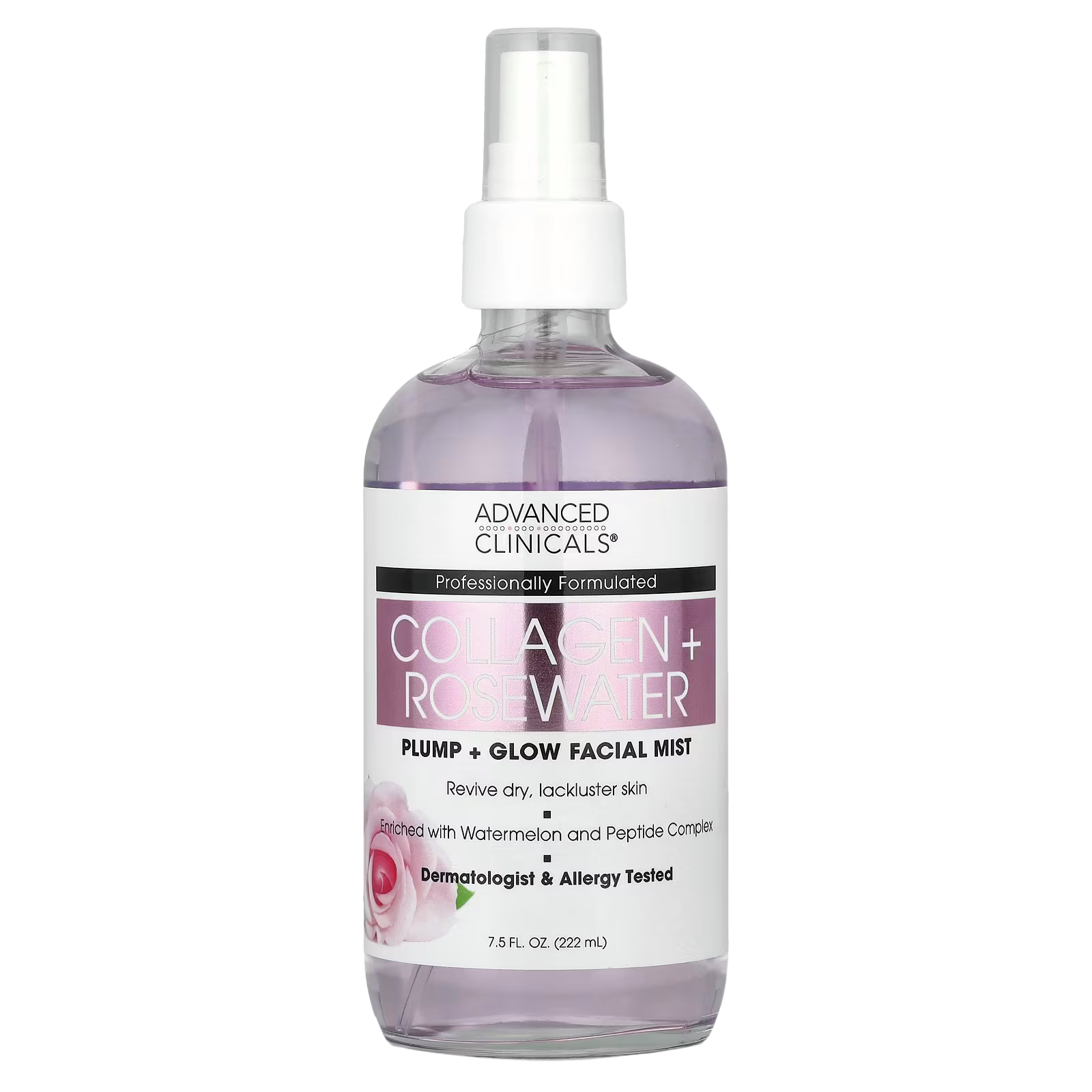 40_1775854380444 Advanced Clinicals, Collagen + Rosewater, Plump + Glow Facial Mist, 7.5 fl oz (222 ml) - Image 1