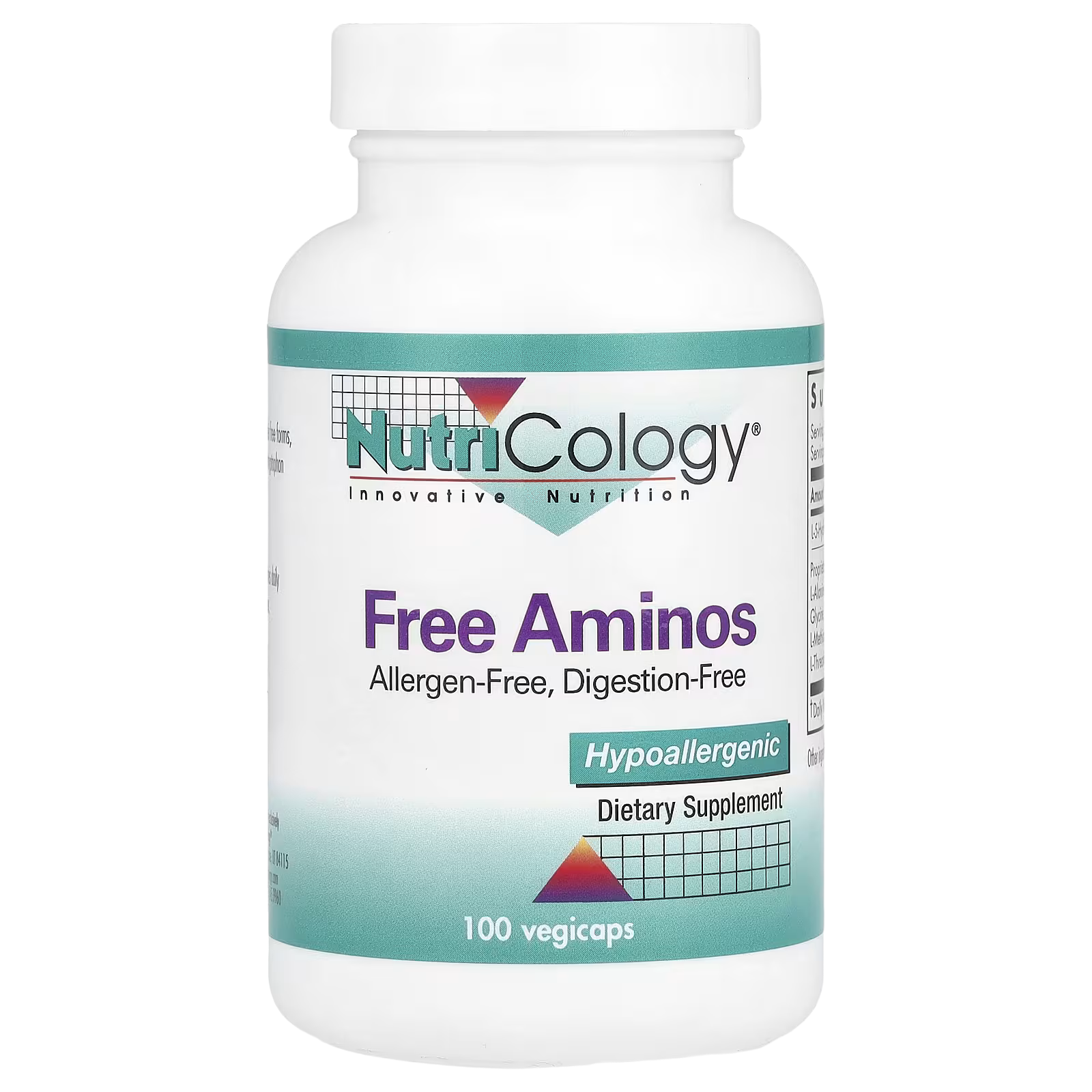 45_1775848179838 Nutricology, Free Aminos, 100 Vegicaps - Image 1