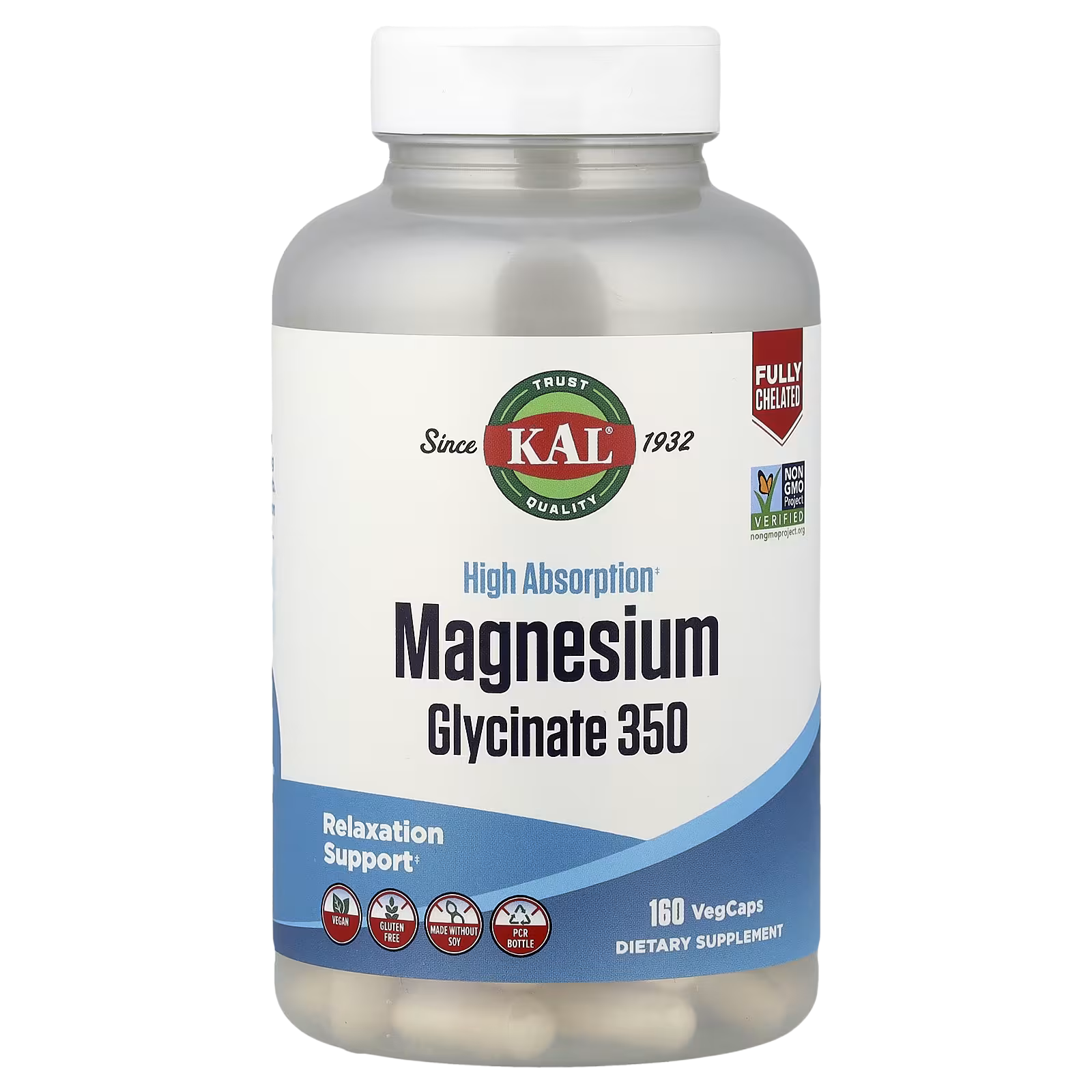 48_1775855769338 KAL, High Absorption Magnesium Glycinate 350, 160 VegCaps - Image 1