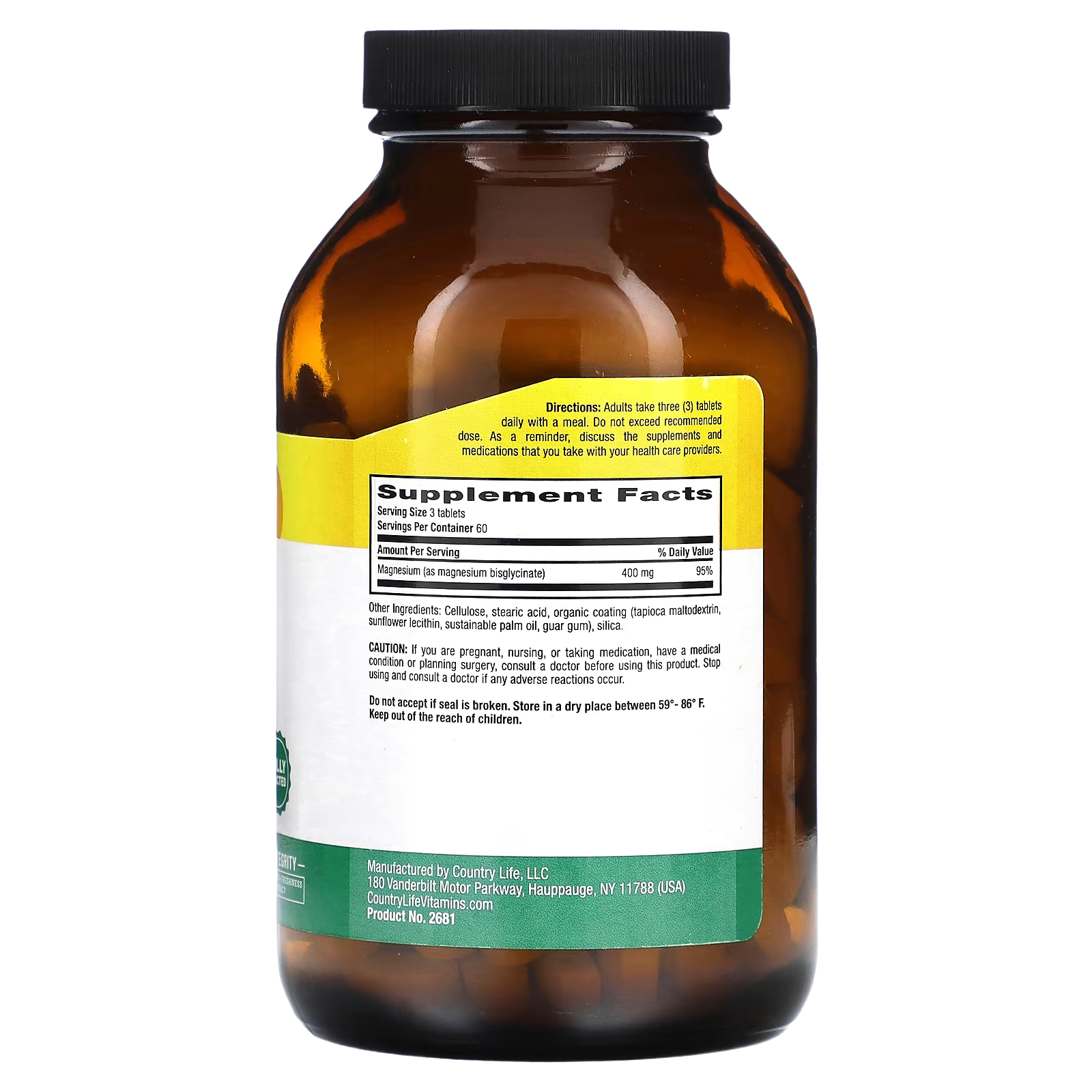 50_1775855762141 Country Life, Chelated Magnesium Glycinate, 180 Tablets (133 mg per Tablet) - Image 1