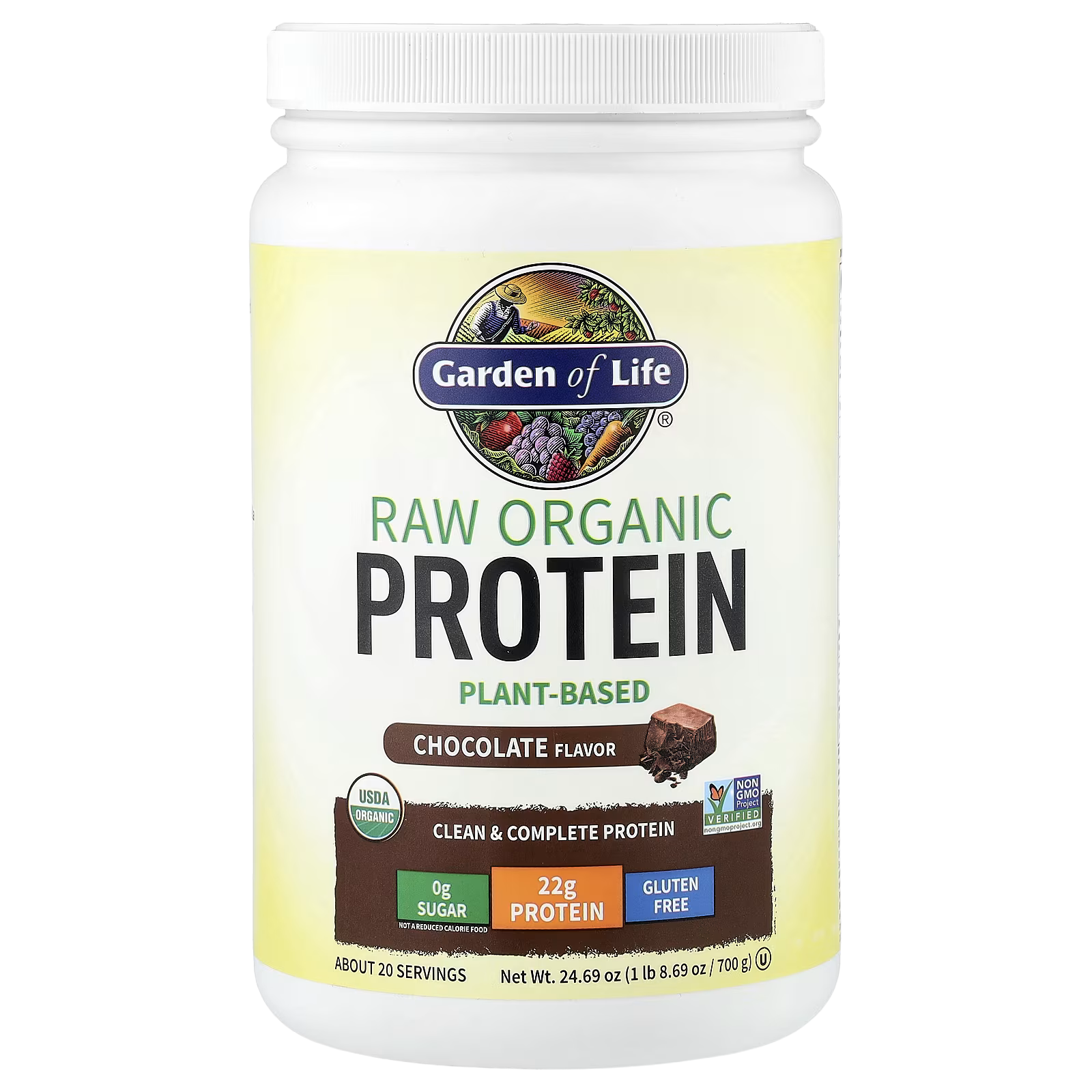 55_1775852064282 Garden of Life, RAW Organic Protein, Chocolate, 1 lb 8.69 oz (700 g) - Image 1
