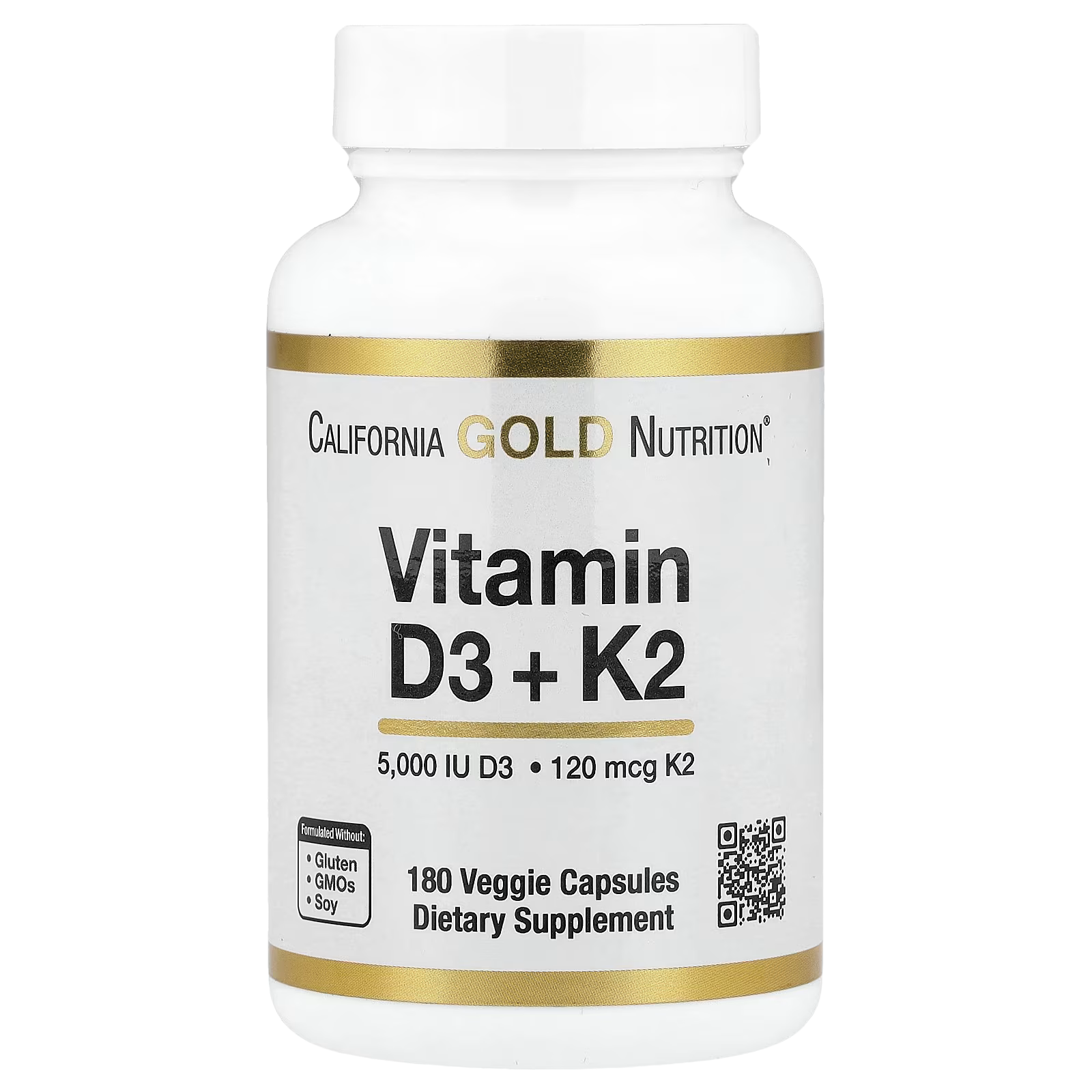 63_1775853399349 California Gold Nutrition, Vitamin D3 + K2 as MK-7, 180 Veggie Capsules - Image 1