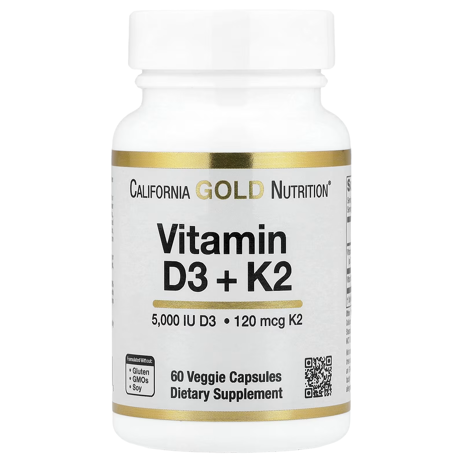 78_1775853398320 California Gold Nutrition, Vitamin D3 + K2 as MK-7, 60 Veggie Capsules - Image 1