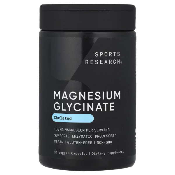 Sports Research, Magnesium Glycinate, 90 Veggie Capsules (80 mg per Capsule)